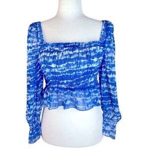 Zara Tie Dye Boho Cropped Top Small Juliet Sleeve